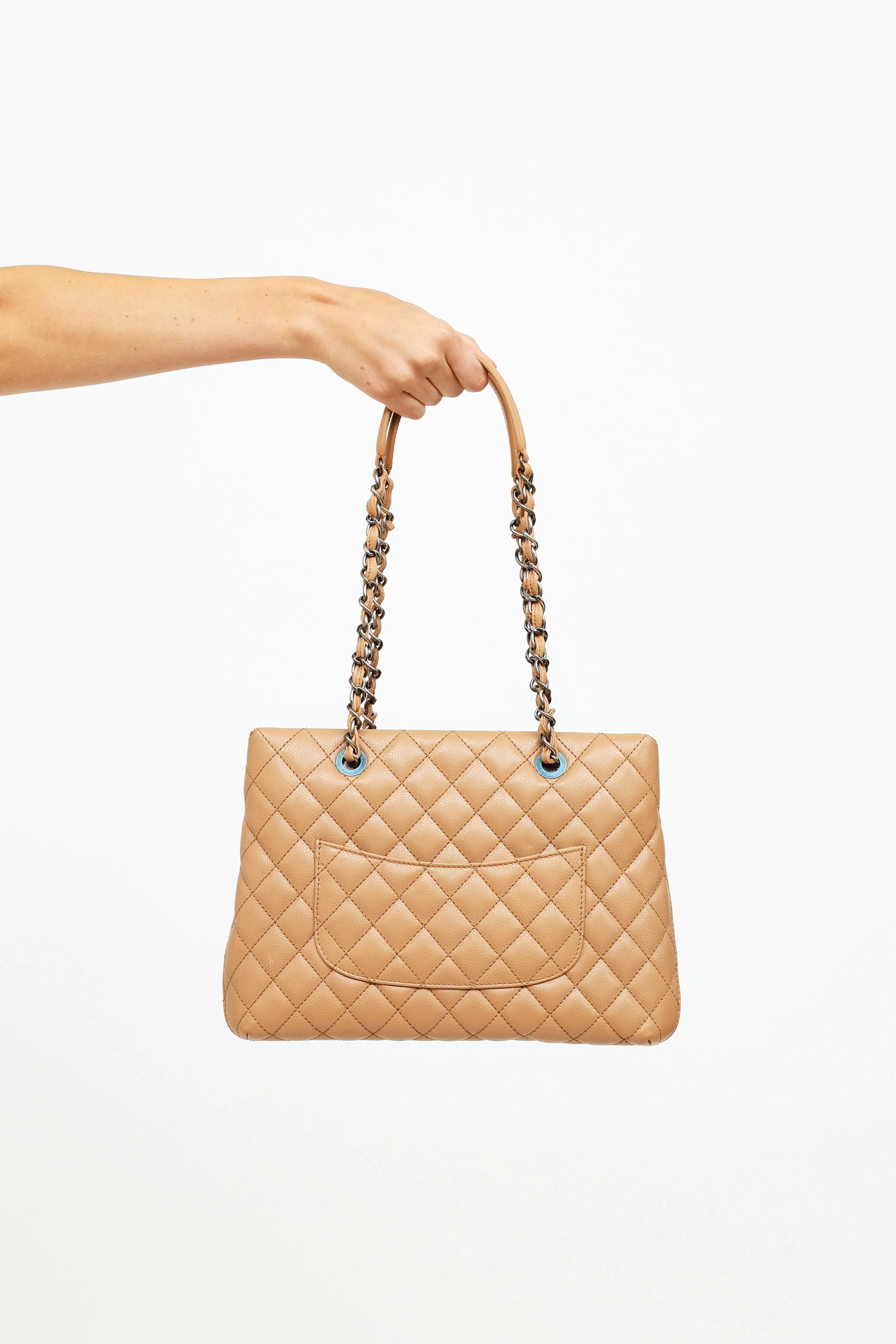 2015/16 Beige Caviar Small Shopping Tote Bag