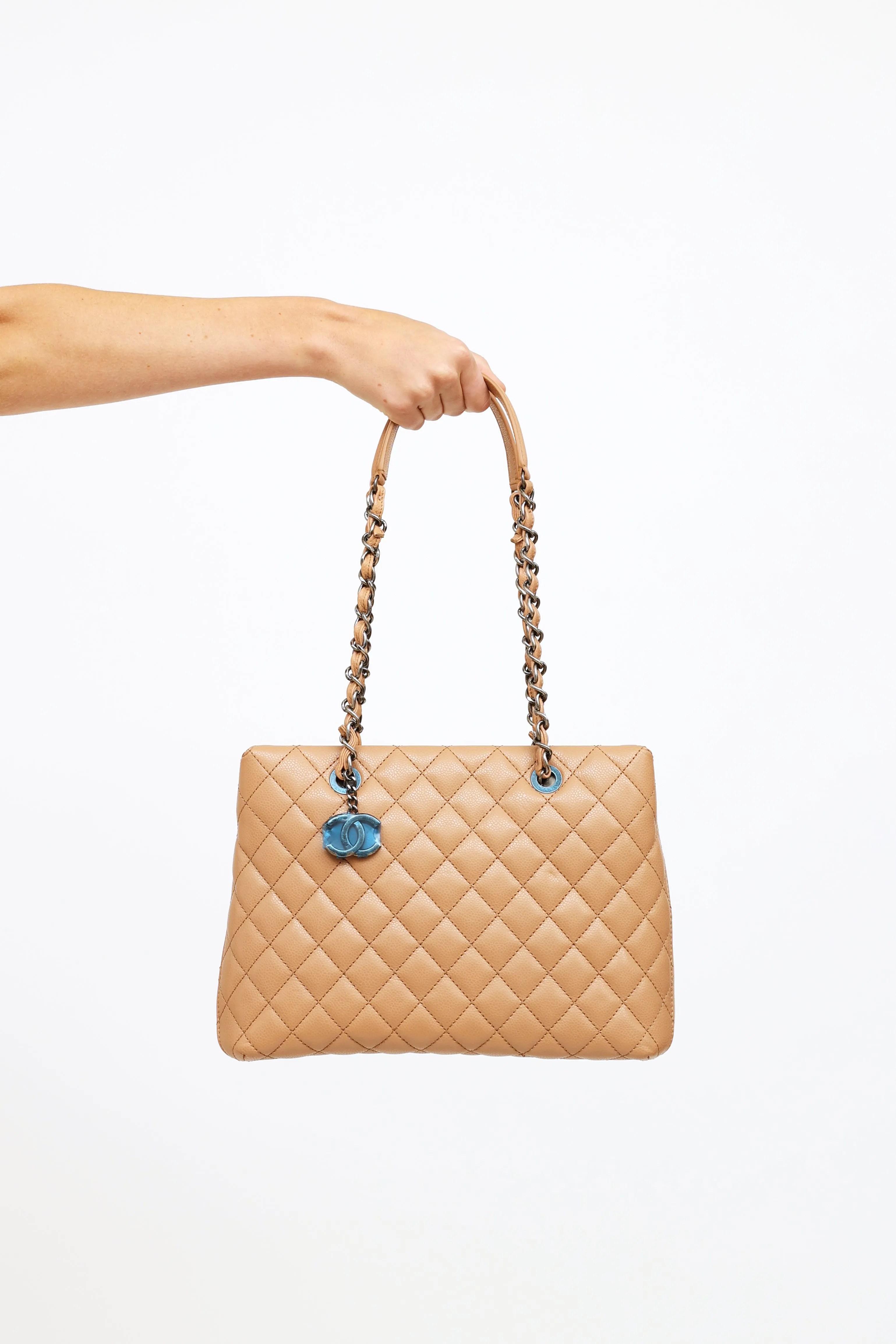 2015/16 Beige Caviar Small Shopping Tote Bag