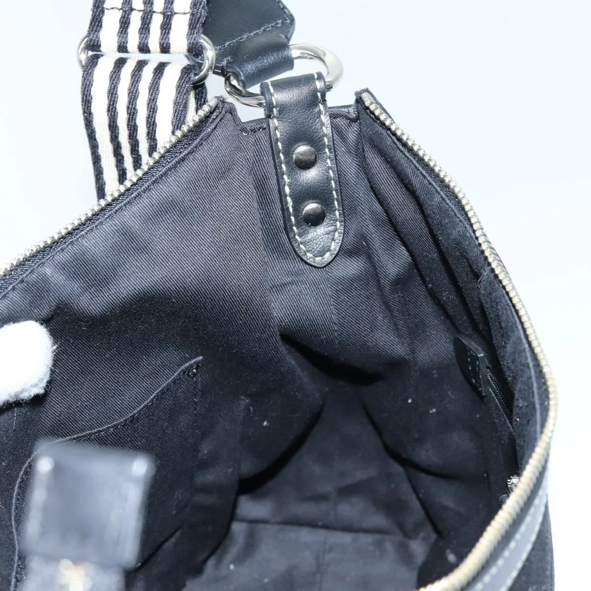 BURBERRY Blue Label Shoulder Bag Canvas Black Auth hk1263