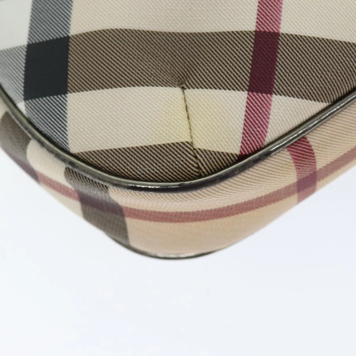 BURBERRY Nova Check Shoulder Bag Coated Canvas Beige Auth 75141