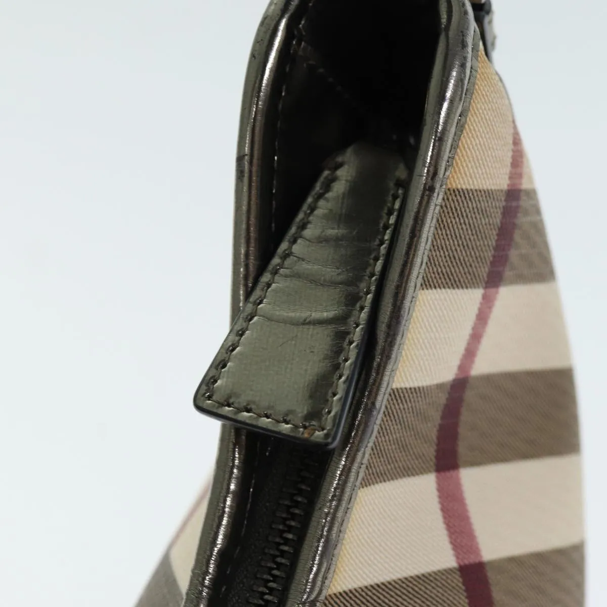 BURBERRY Nova Check Shoulder Bag Coated Canvas Beige Auth 75141