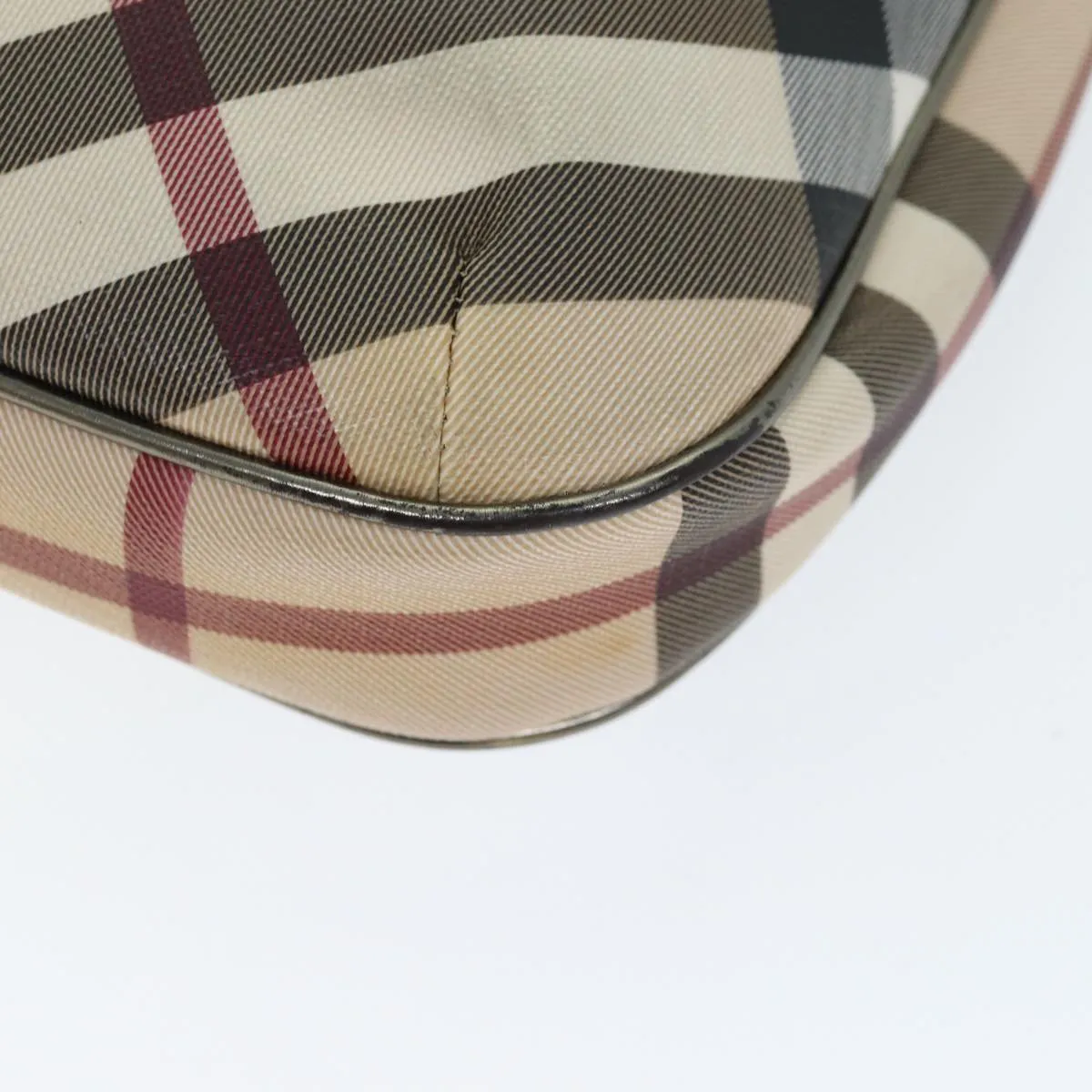 BURBERRY Nova Check Shoulder Bag Coated Canvas Beige Auth 75141