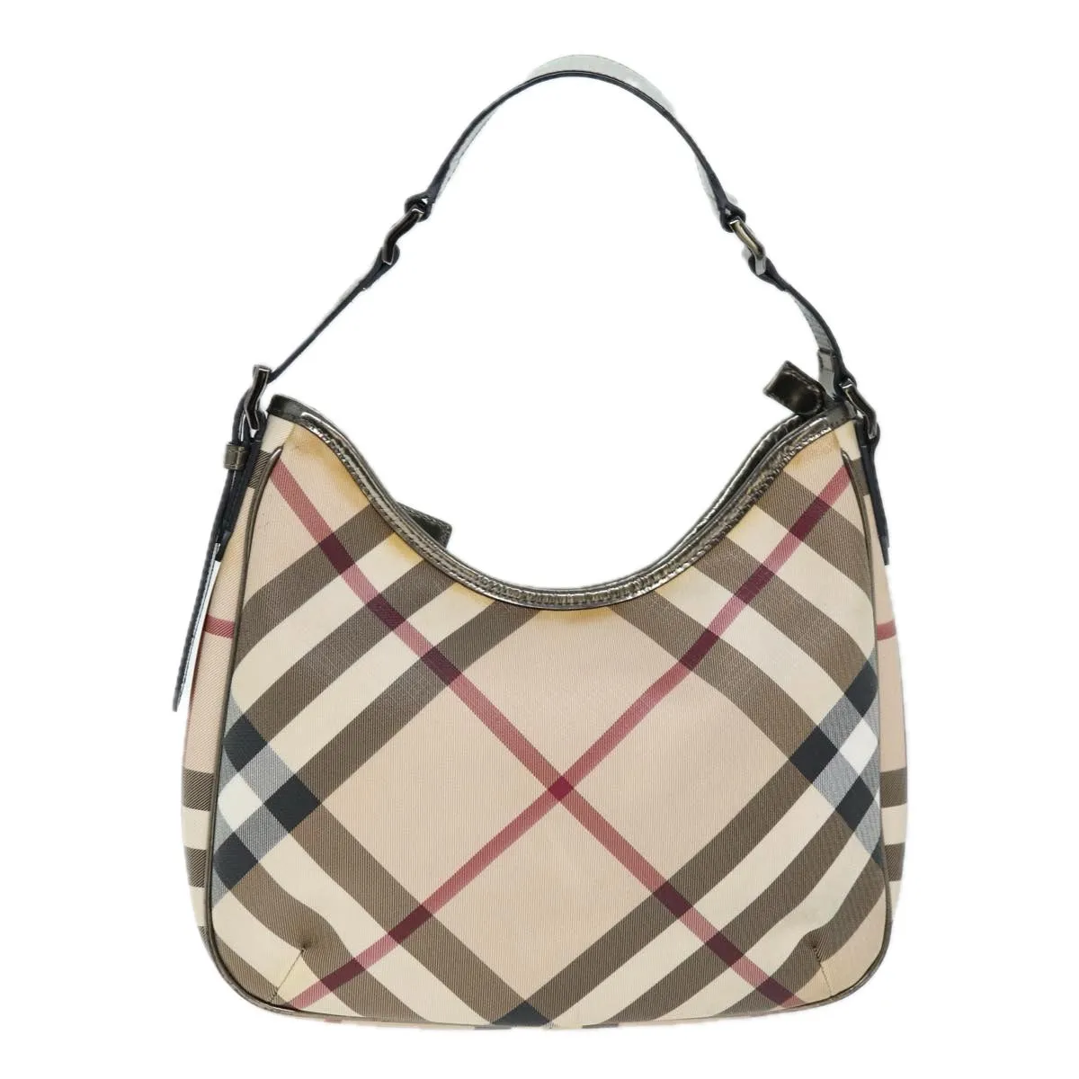 BURBERRY Nova Check Shoulder Bag Coated Canvas Beige Auth 75141