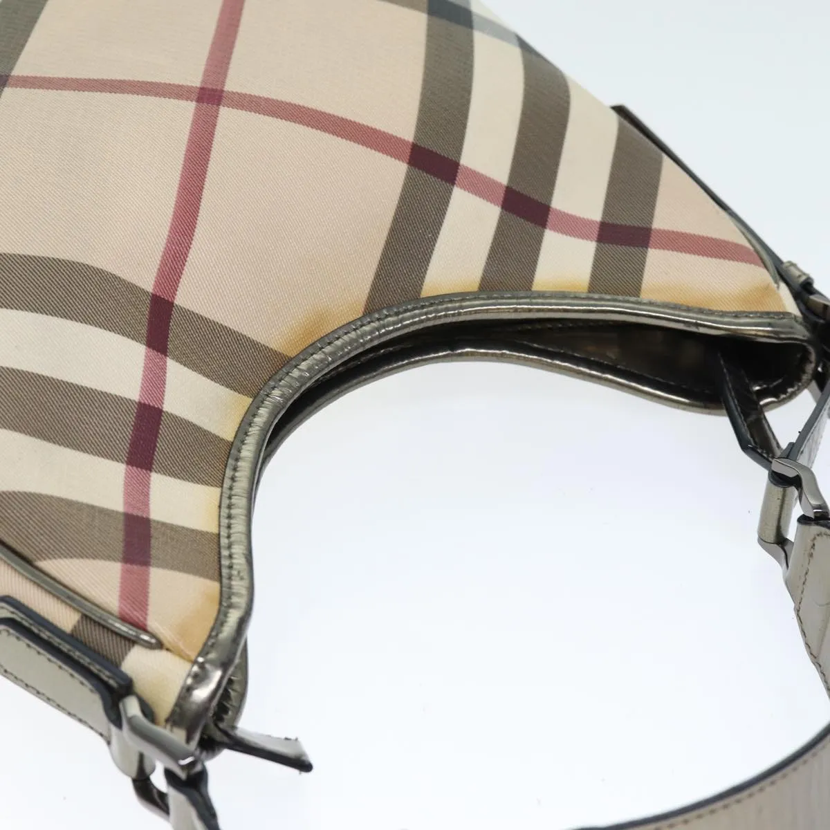 BURBERRY Nova Check Shoulder Bag Coated Canvas Beige Auth 75141