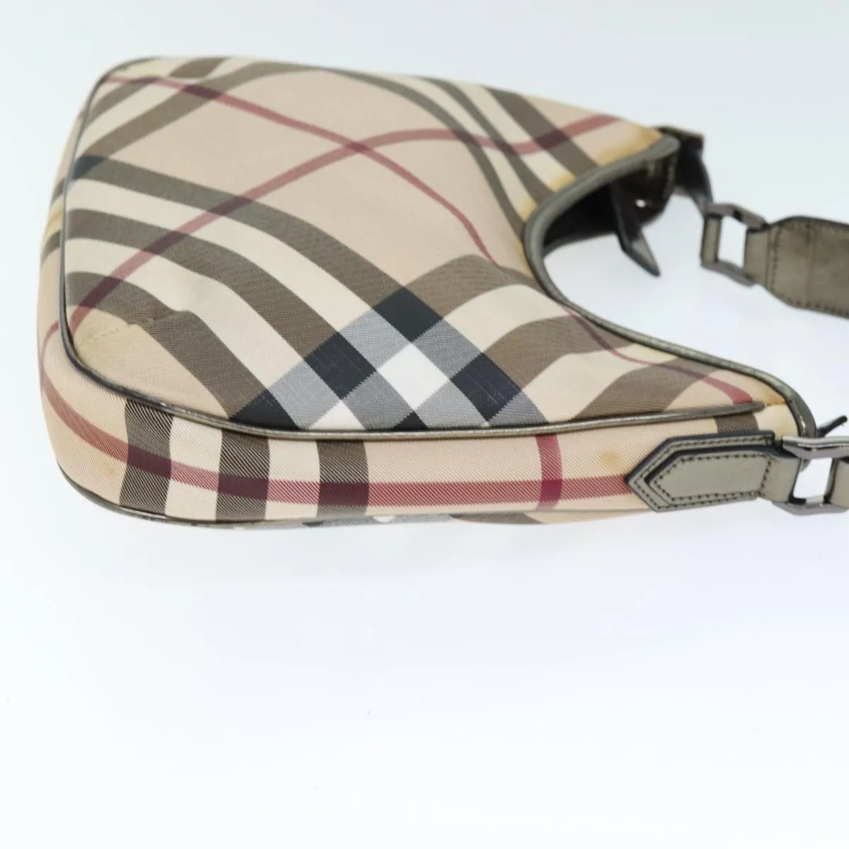 BURBERRY Nova Check Shoulder Bag Coated Canvas Beige Auth 75141