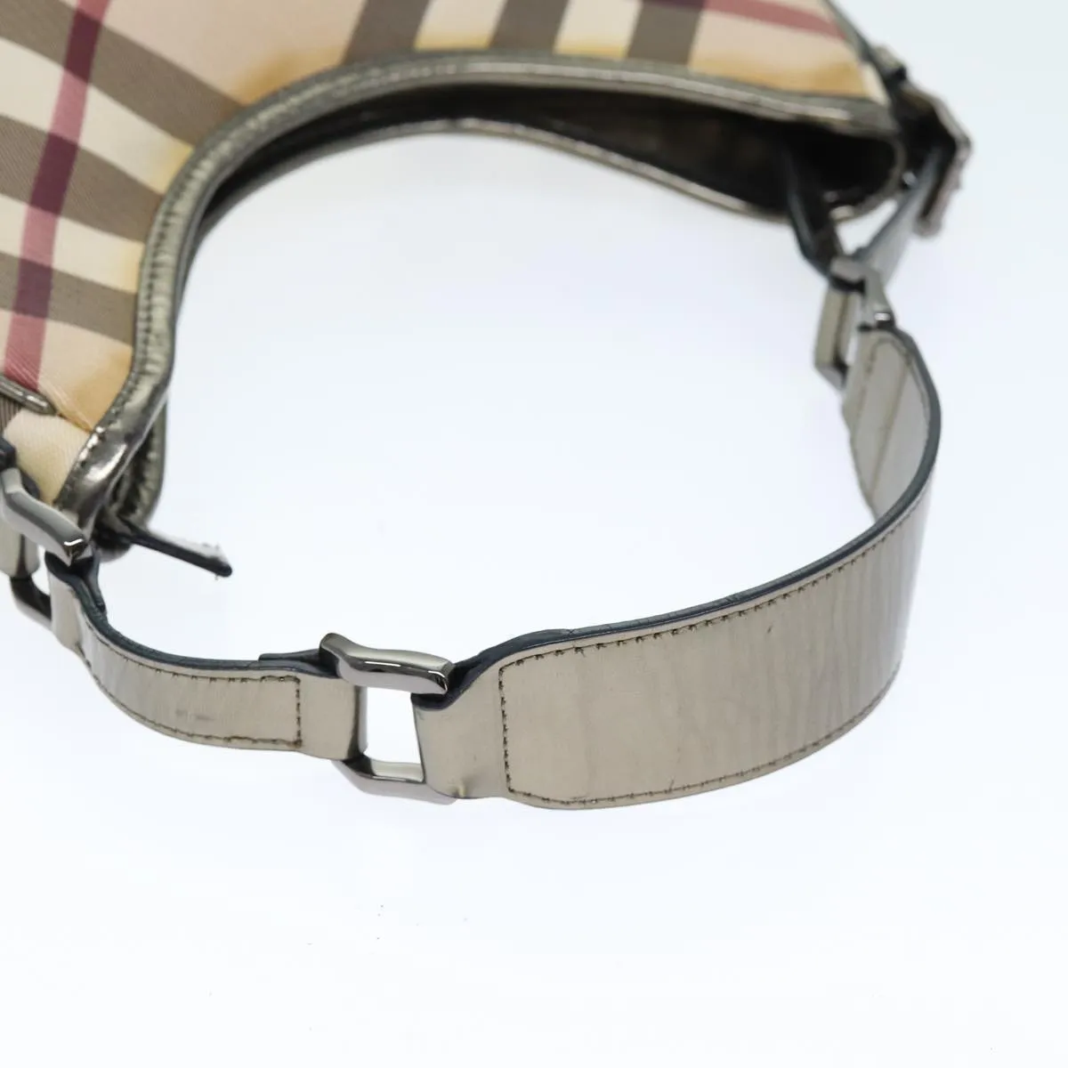 BURBERRY Nova Check Shoulder Bag Coated Canvas Beige Auth 75141