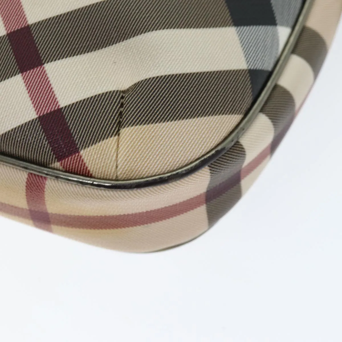 BURBERRY Nova Check Shoulder Bag Coated Canvas Beige Auth 75141