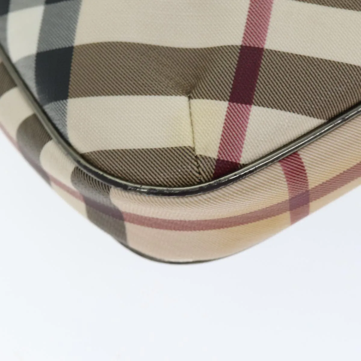 BURBERRY Nova Check Shoulder Bag Coated Canvas Beige Auth 75141