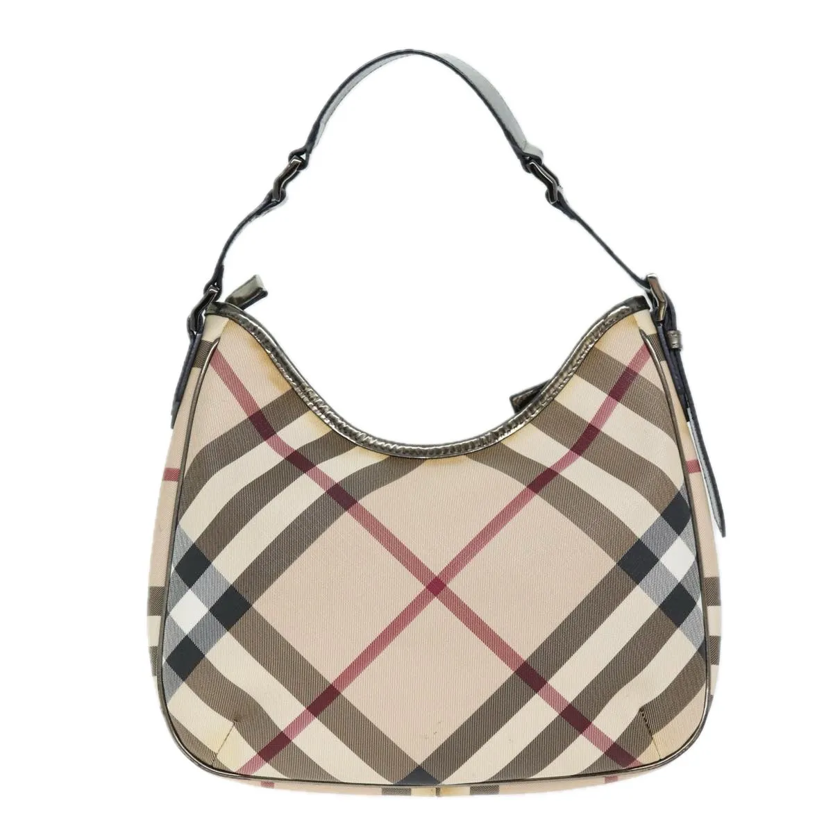 BURBERRY Nova Check Shoulder Bag Coated Canvas Beige Auth 75141