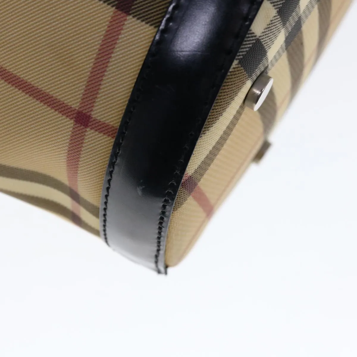 BURBERRY Nova Check Shoulder Bag Coated Canvas Beige Auth ac2665