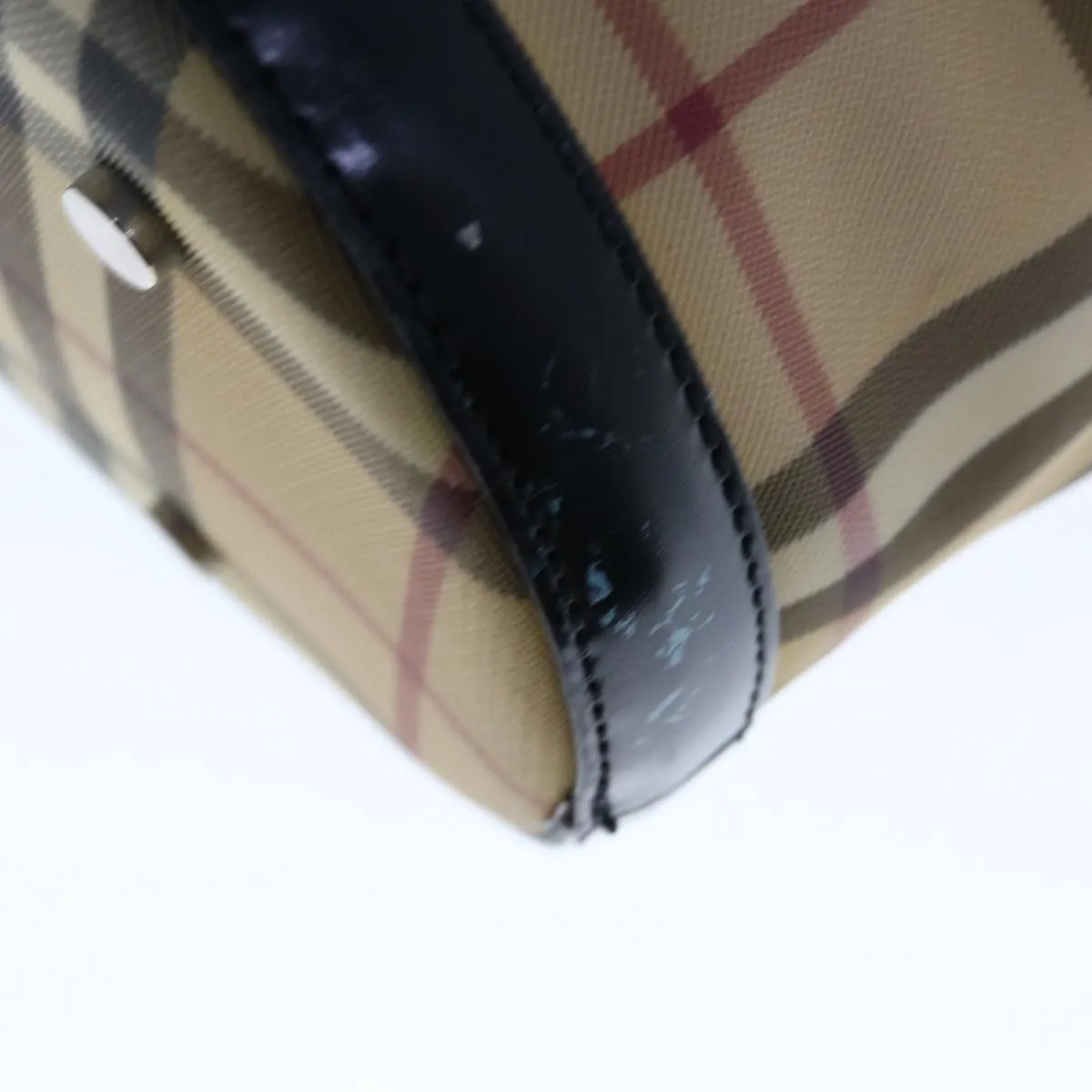BURBERRY Nova Check Shoulder Bag Coated Canvas Beige Auth ac2665