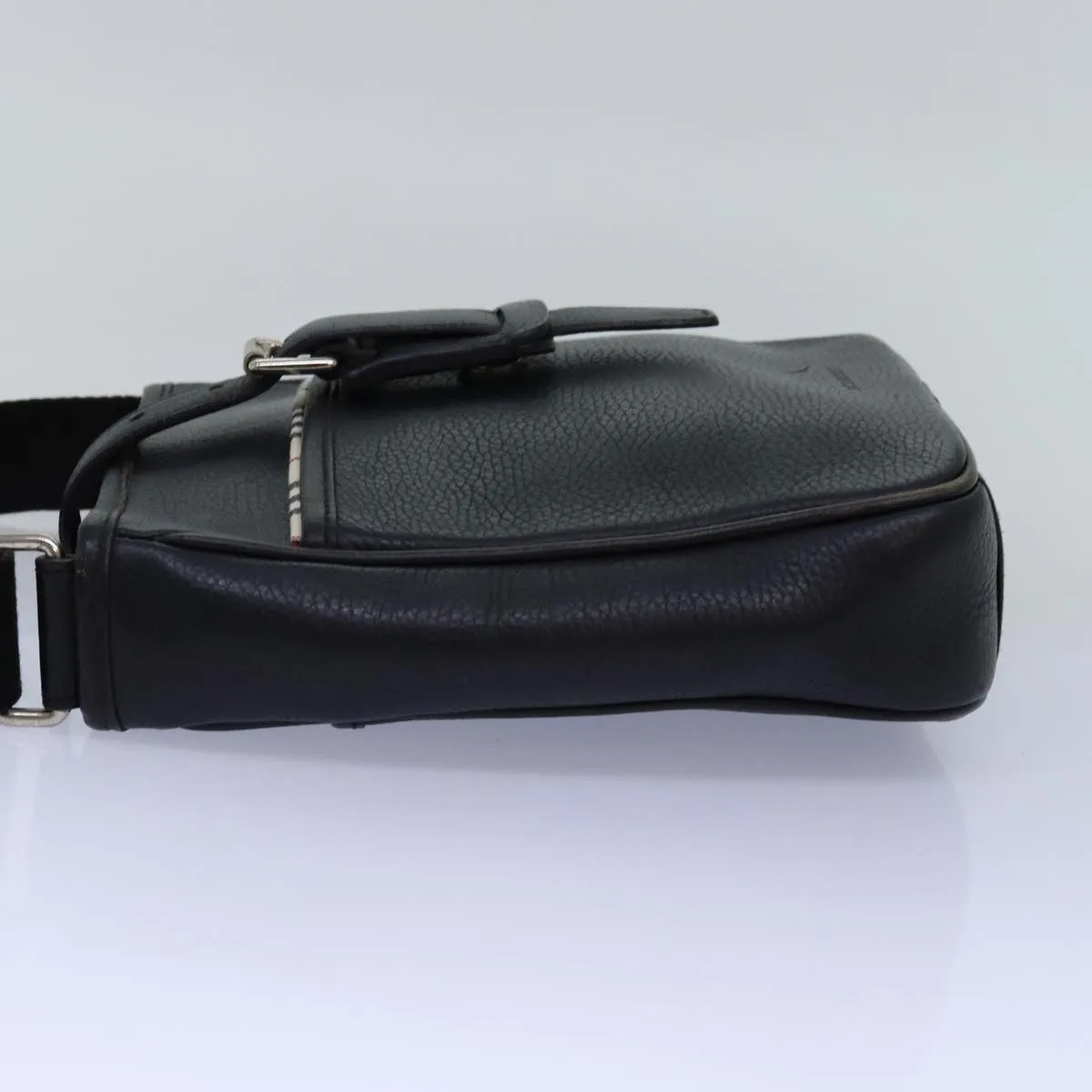 BURBERRY Shoulder Bag Leather Black Auth bs14162