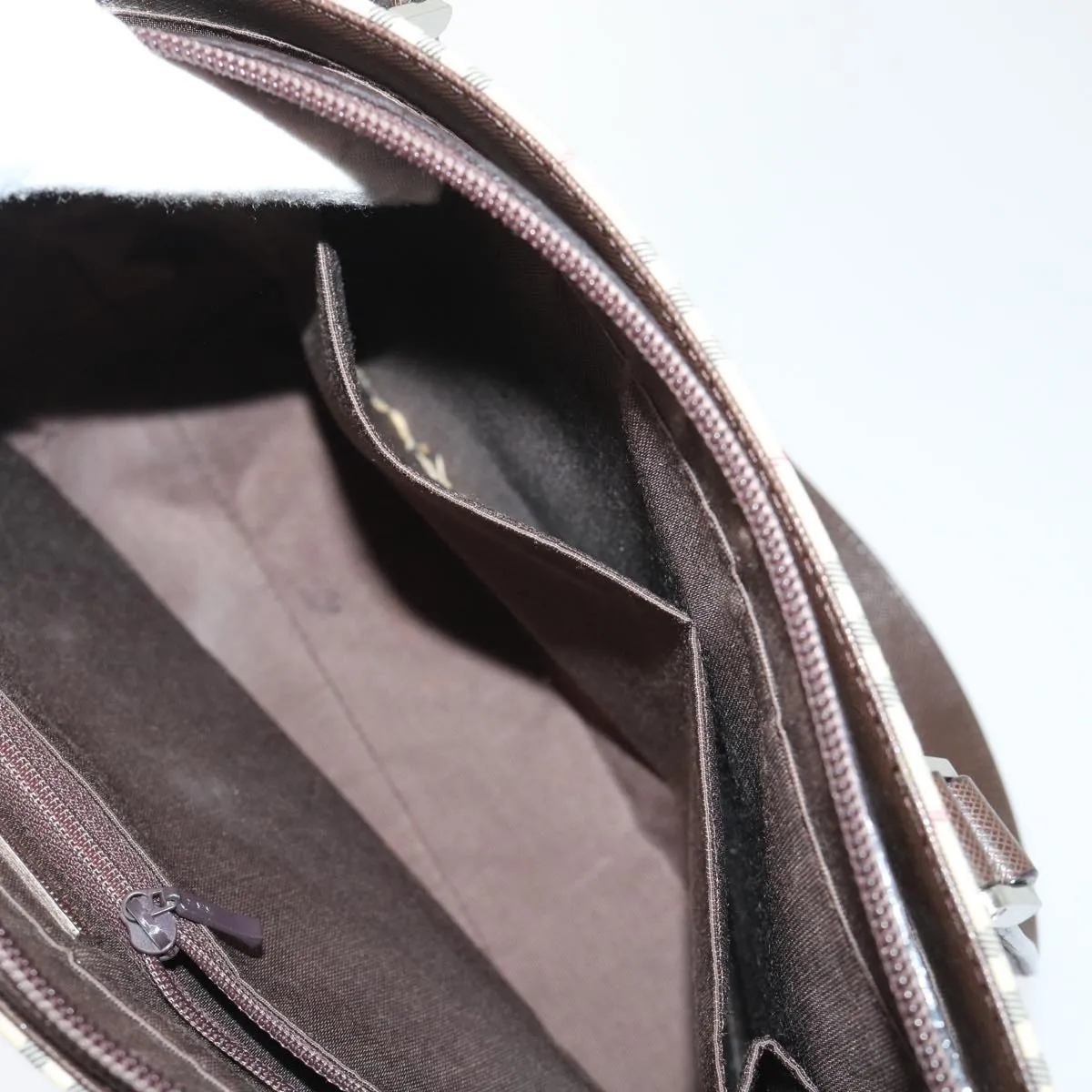 BURBERRY Shoulder Bag Nylon Leather Beige Auth ep1699