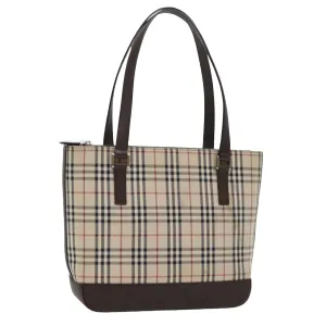 BURBERRY Shoulder Bag Nylon Leather Beige Auth ep1699
