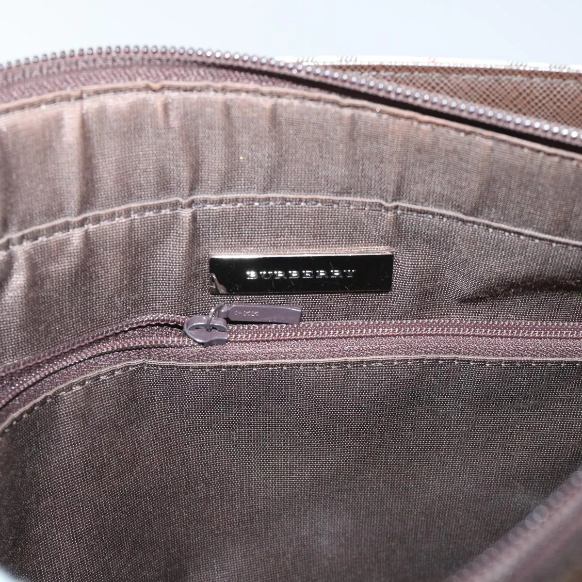 BURBERRY Shoulder Bag Nylon Leather Beige Auth ep1699