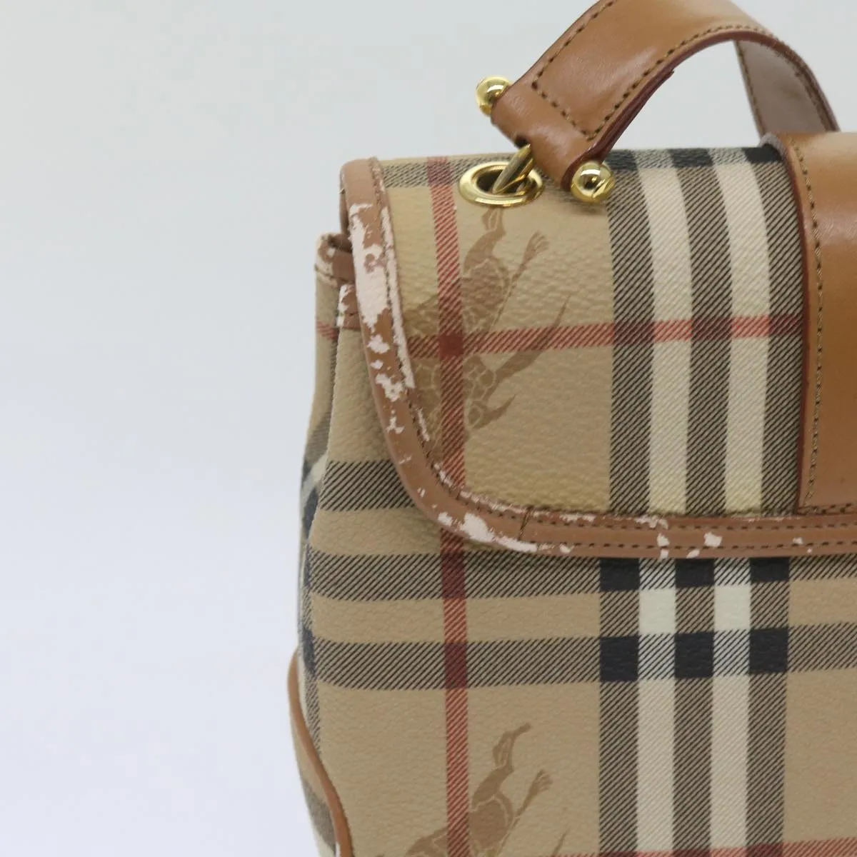 BURBERRYSs Nova Check Shoulder Bag PVC Leather Beige Auth ep3552
