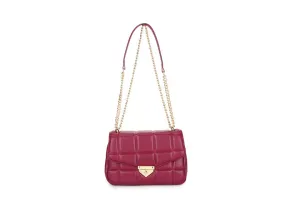 Burgundy & Gold Quilted Handbag