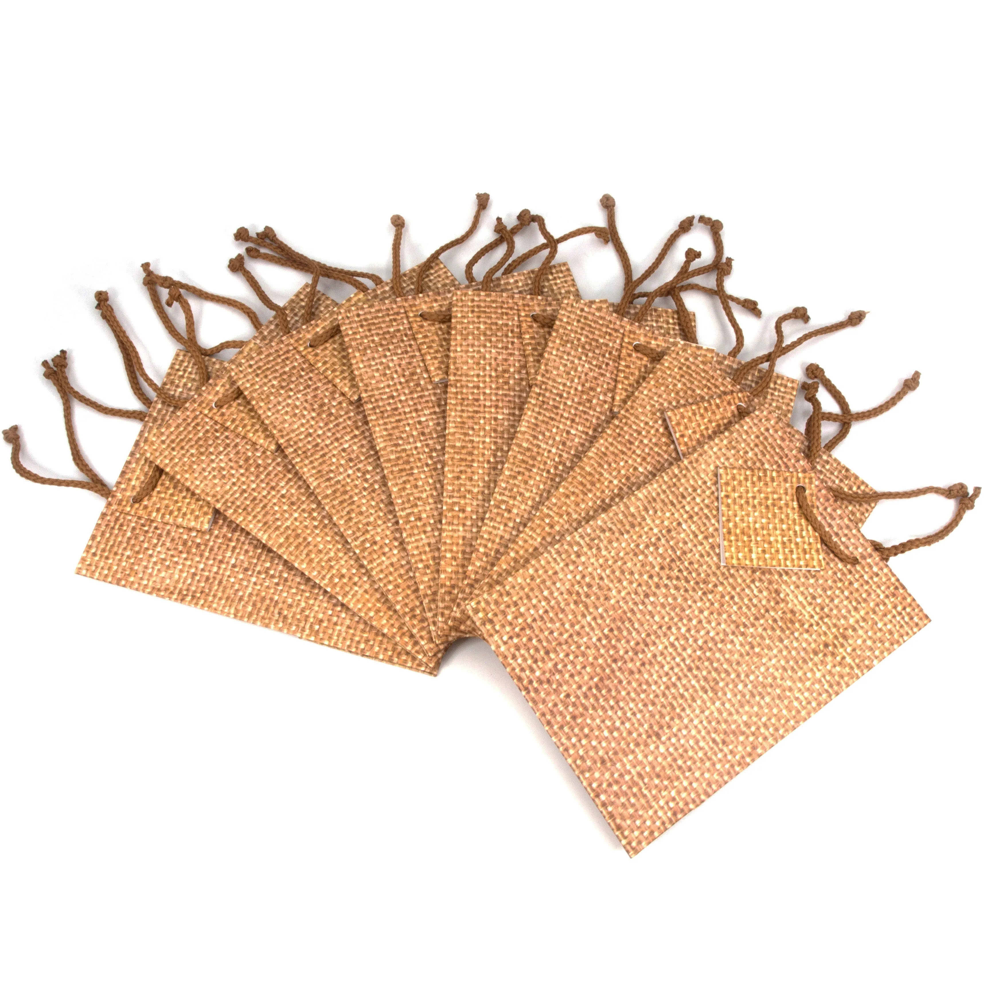 Burlap Print Paper Tote Gift Bags