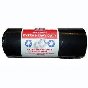 Extra Heavy Duty Black Refuse Sacks Bags 50 Roll Pack