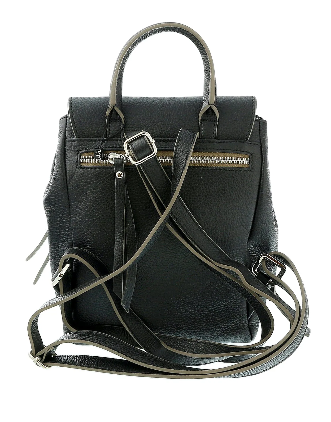 Pierre Cardin Black Leather Small Fashion Backpack