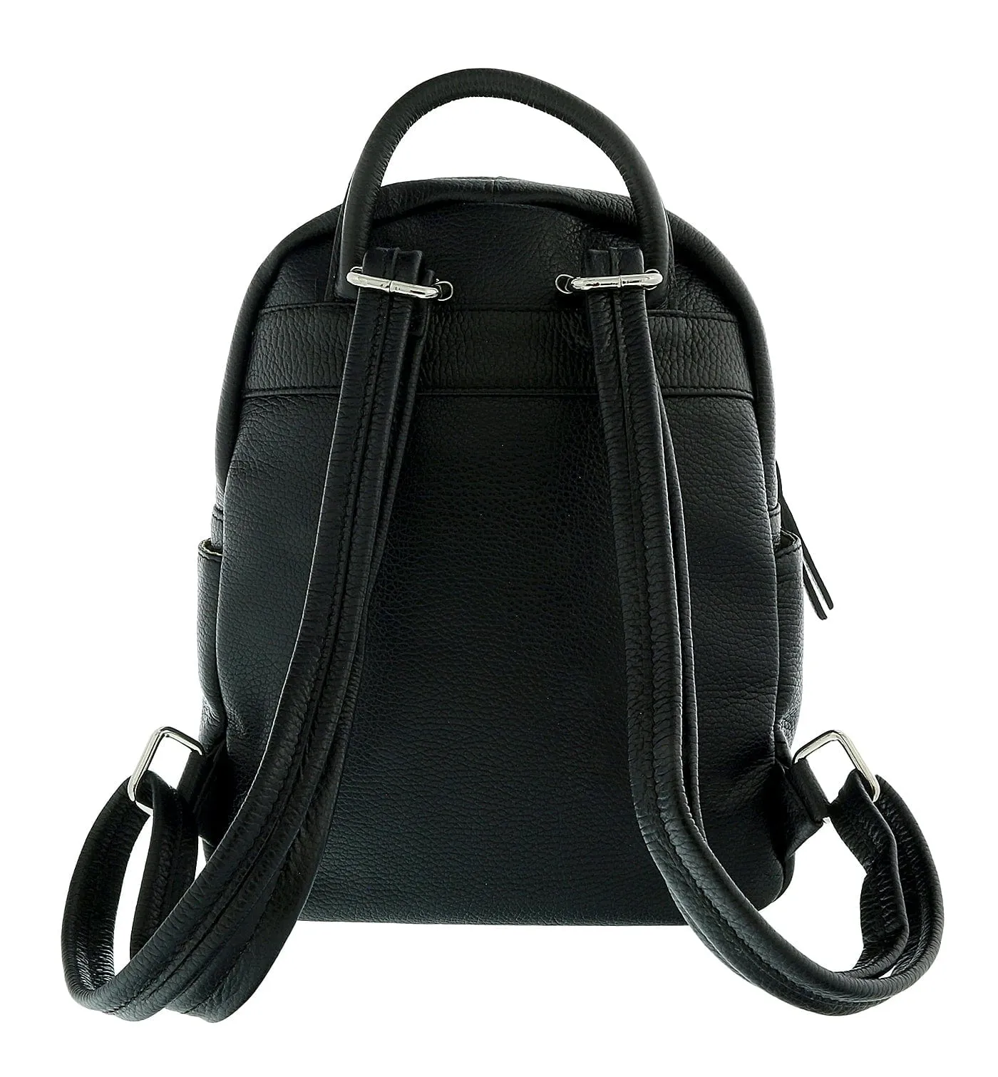 Pierre Cardin Black Leather Soft Logo Fashion Backpack