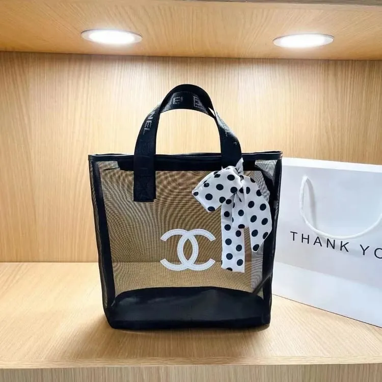 Top Classic Portable Tote Bag Female Large Capacity Shoulder Mesh Handbag   S3978652