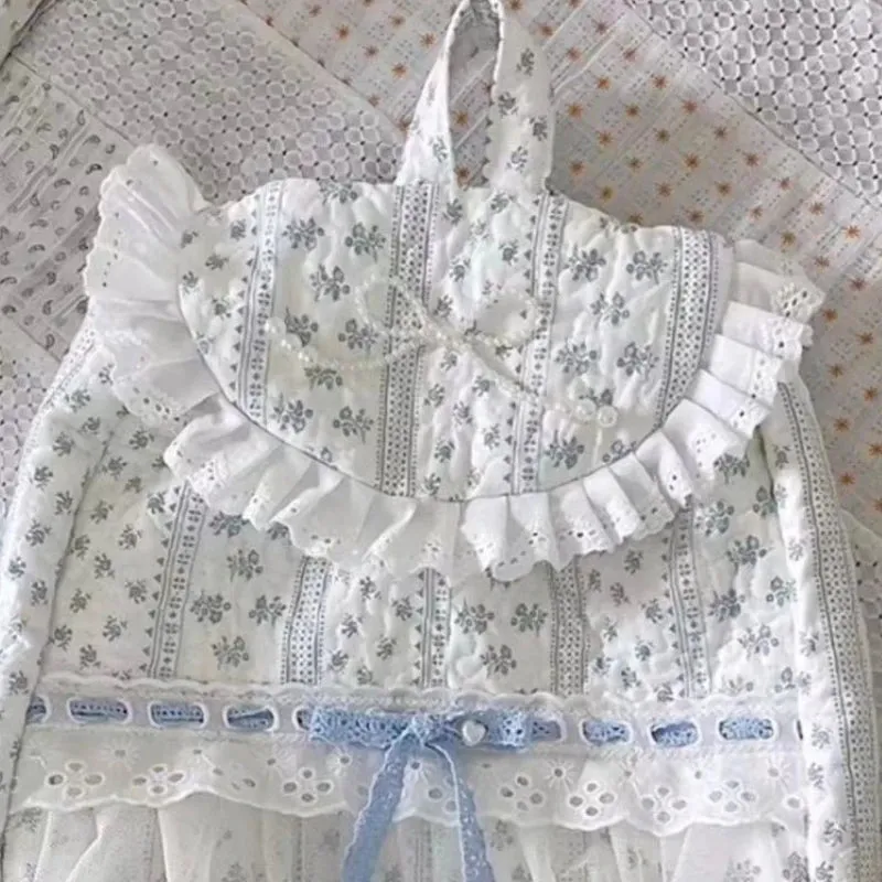 UAKISS  -  Sweet Y2k Aesthetic Fashion Chic Backpack Casual Patchwork Lace Flower Print Schoolbags New Girls Pleated Preppy Backpacks Women