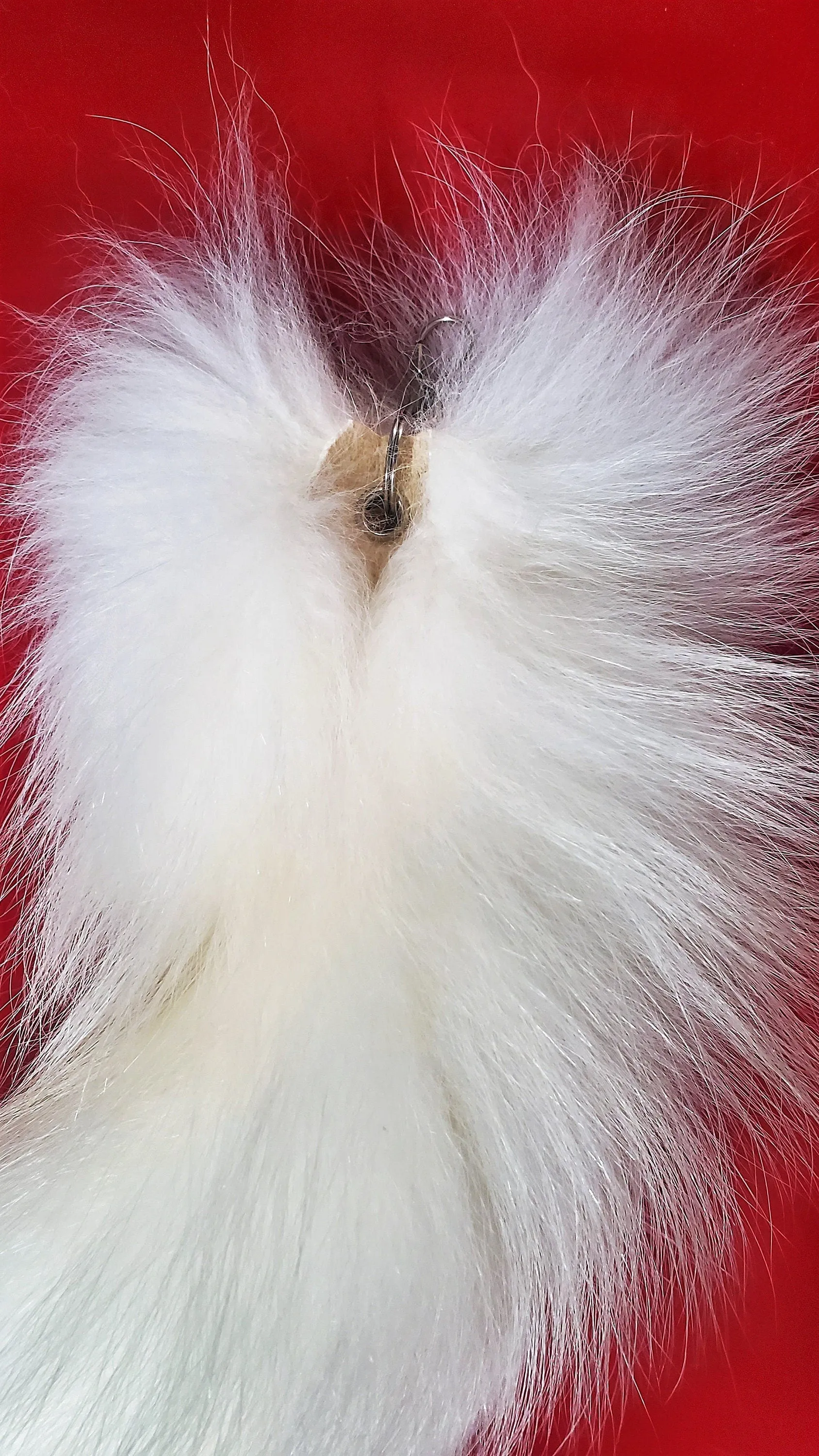 White Tanuki Tail Keychain