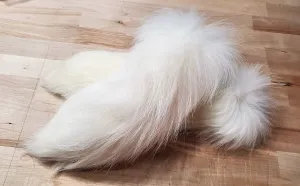 White Tanuki Tail Keychain
