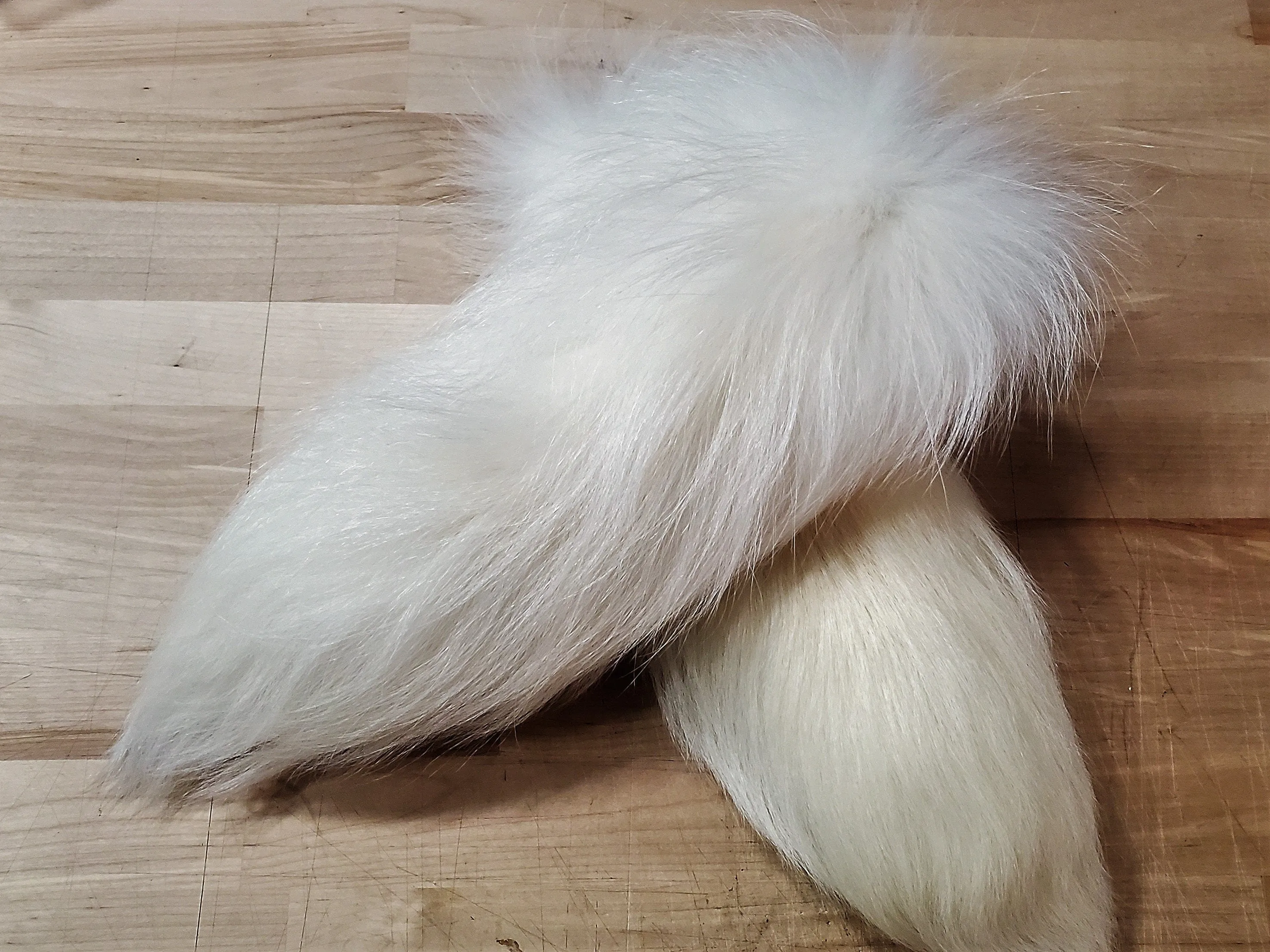 White Tanuki Tail Keychain