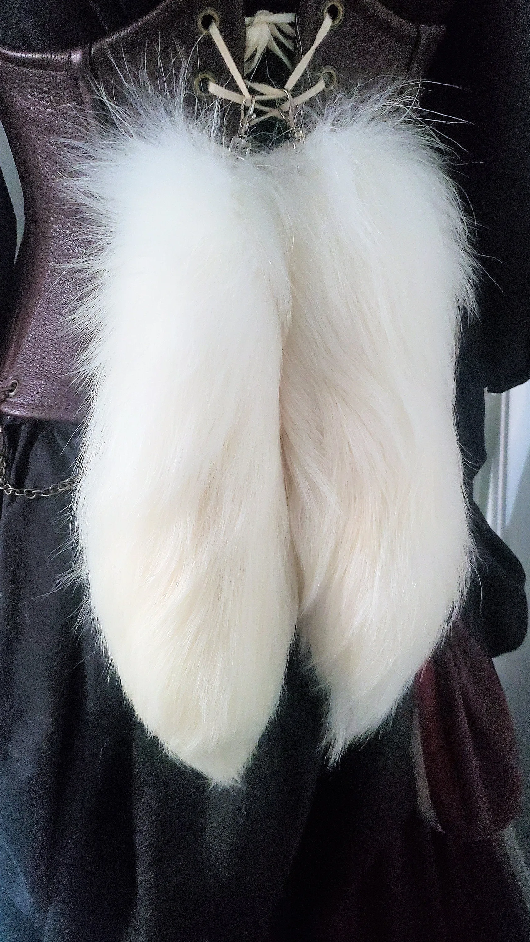 White Tanuki Tail Keychain